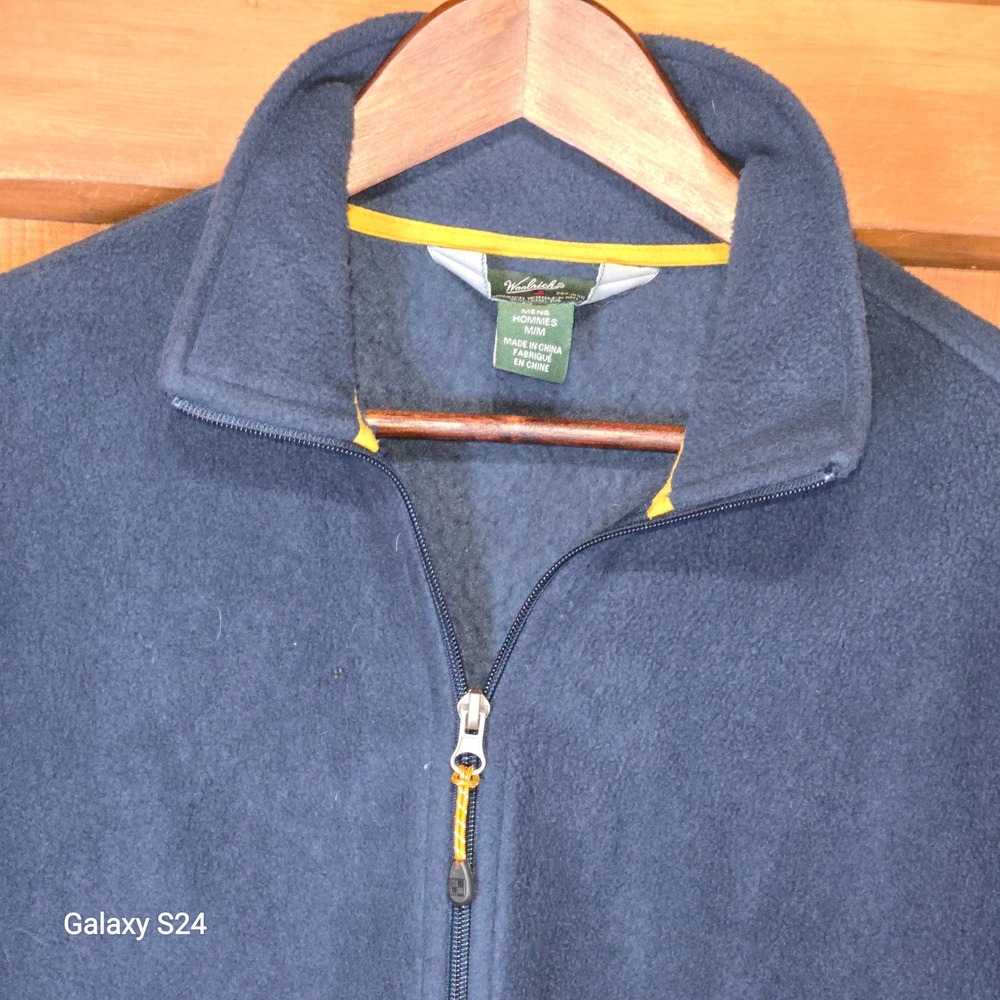 Woolrich Mens Navy Blue Full Zip Fleece Jacket Stand Collar Medium SD-PFP